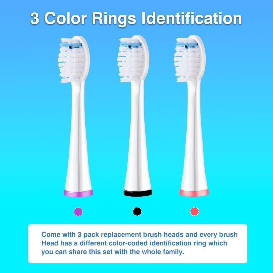 Replacement Brush Heads for Waterpik Sonic-Fusion Toothbrush Set - 3 Pack