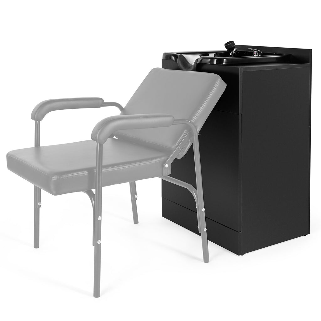 Salon Shampoo Station & Reclining Barber Chair Set - Professional Beauty Equipment
