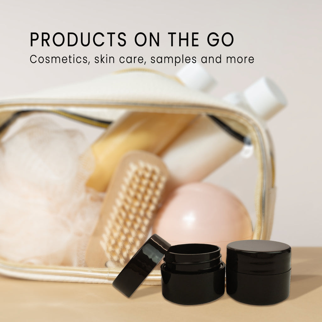 300 Pcs 7G/7ML Cosmetic Sample Jars with Lids - BPA Free Black Containers