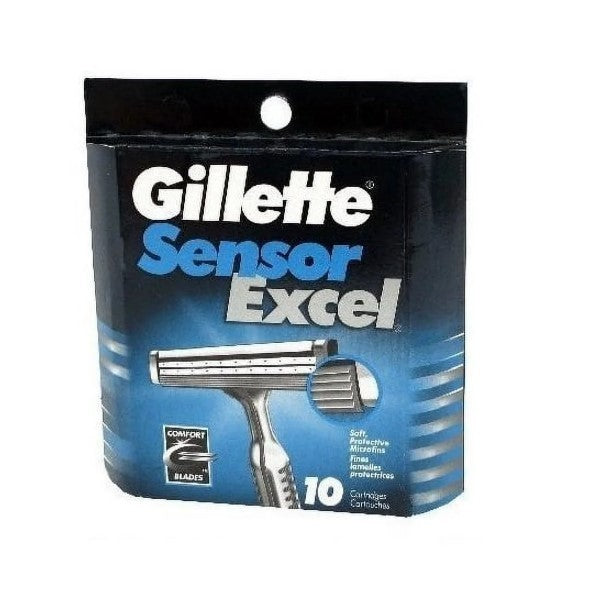 Gillette Sensor Excel Razor Blade Refills - 10 Cartridges for Sensitive Shaving