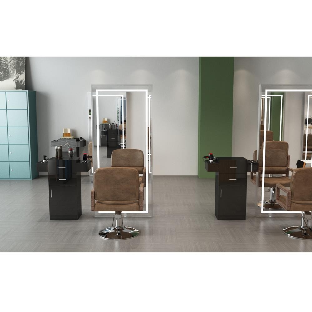 Lockable Salon Storage Cabinet with 6 Hair Dryer Holders and Large Drawers