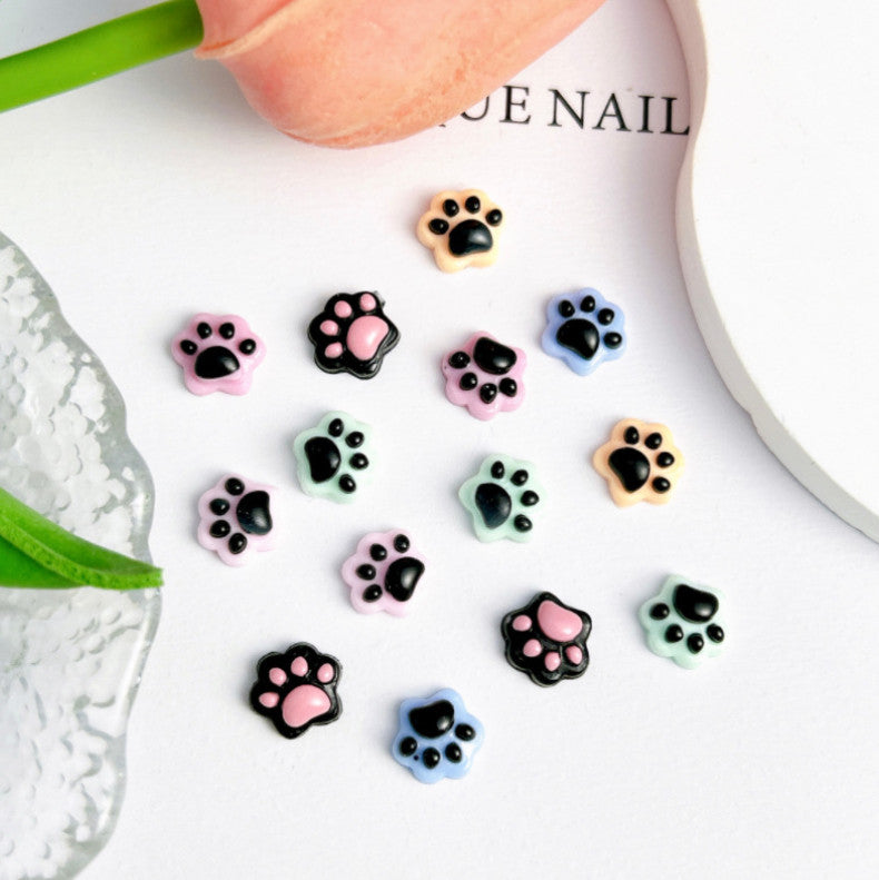 10pcs Glow in Dark Cat Dog Claw Print Nail Art Charms for Manicure & Decor