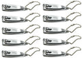 10 Pack Fingernail Clippers with Built-in Nail File and Cleaner - Stainless Steel
