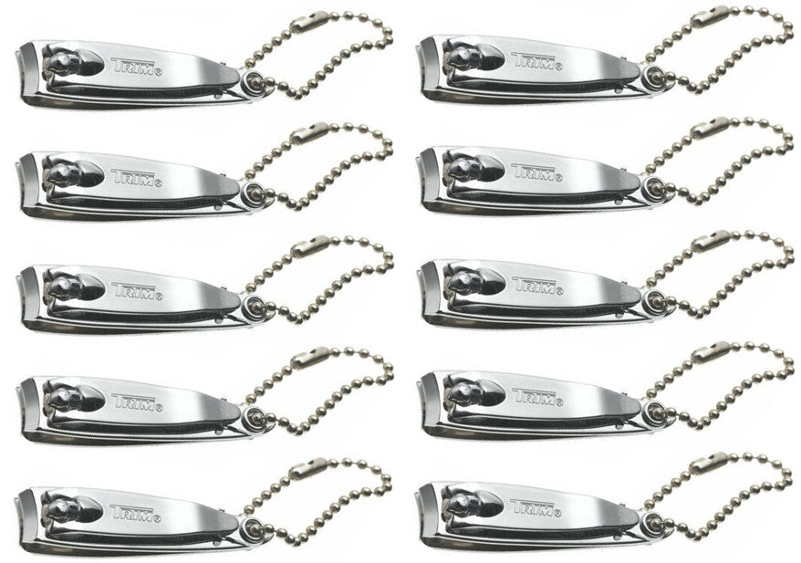10 Pack Fingernail Clippers with Built-in Nail File and Cleaner - Stainless Steel