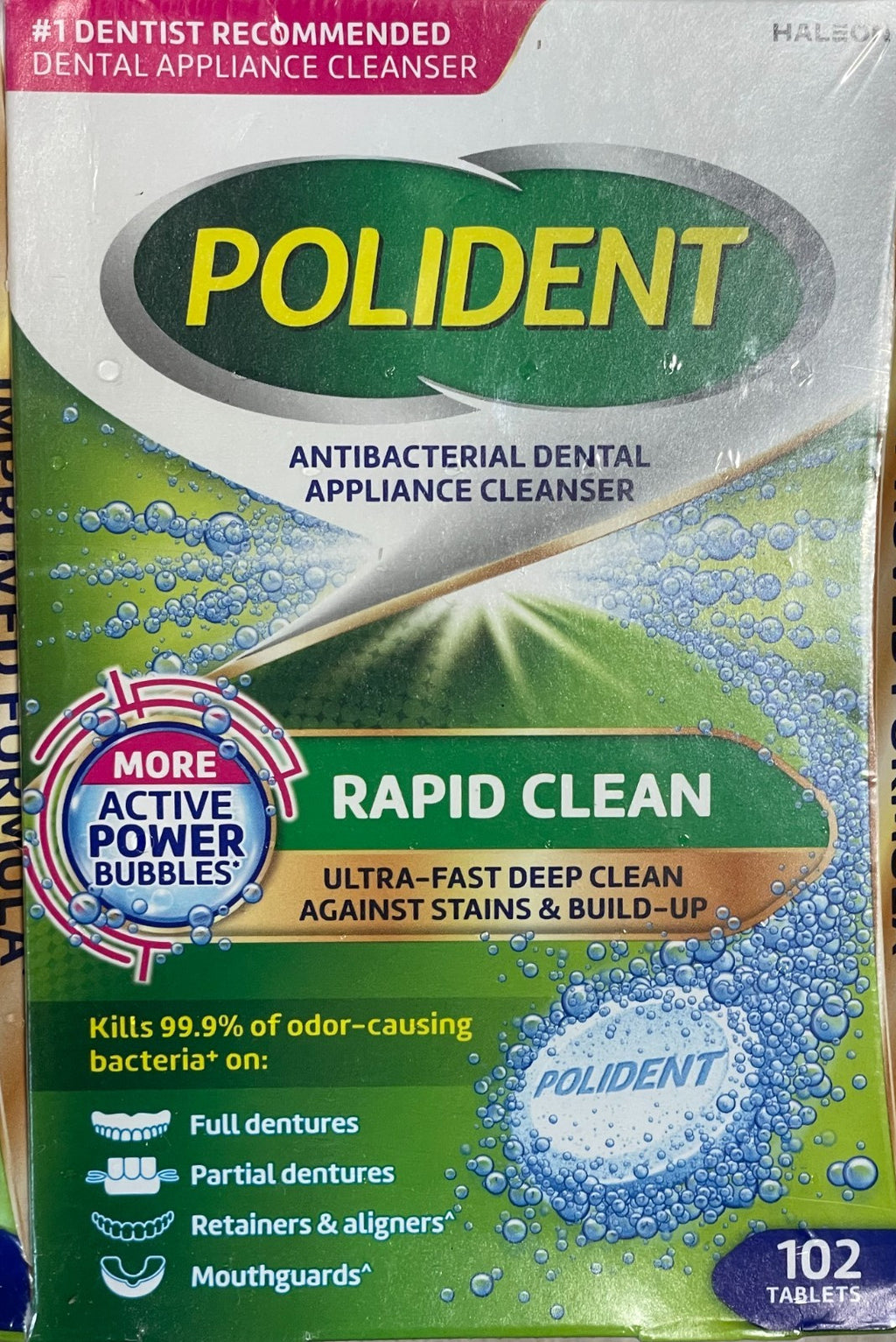 Polident Rapid Clean Dental Appliance Cleanser Tablets - 102 Count (204 Total)