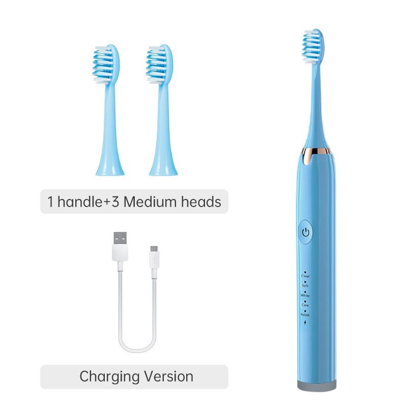 Electric Sonic Toothbrush Rechargeable with 3 Brush Heads & 5 Modes