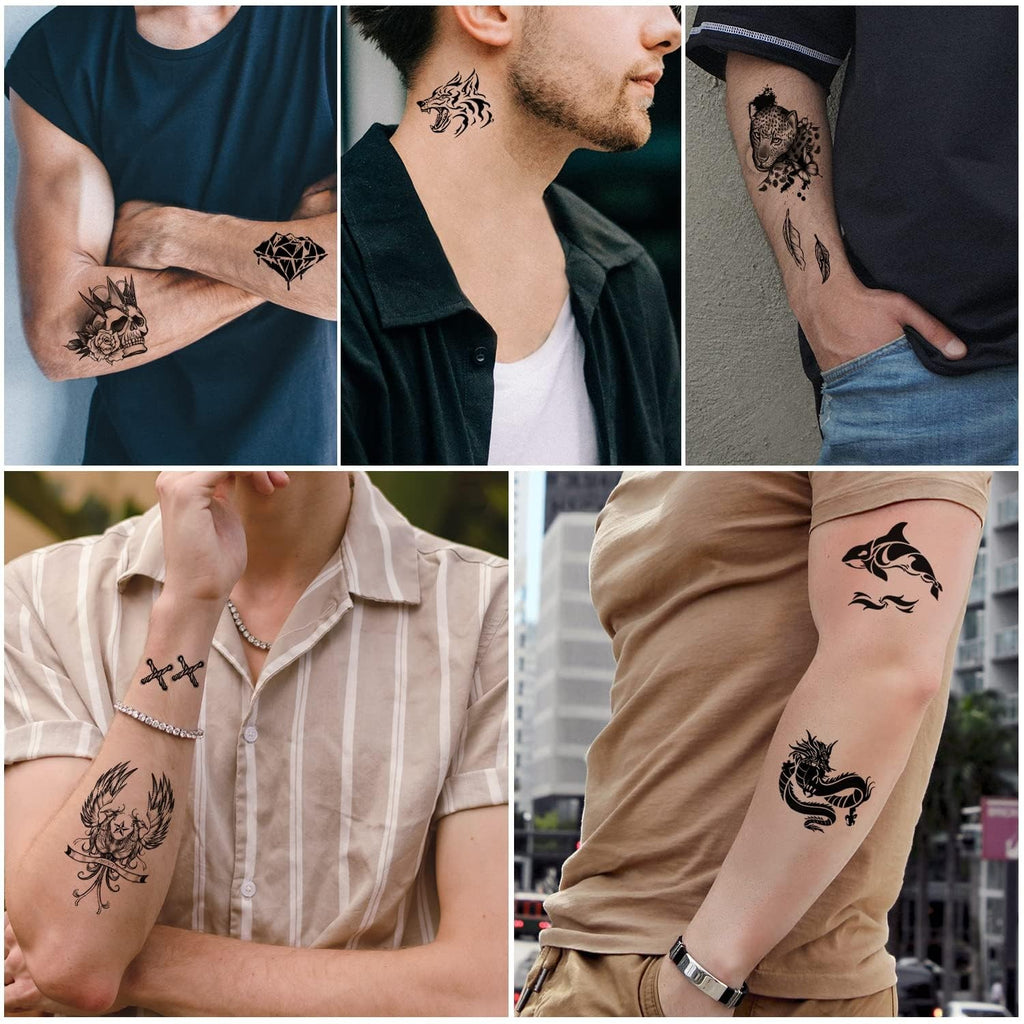 112 Sheets Temporary Tattoos for Men - Waterproof Body Art Stickers 360+ Designs