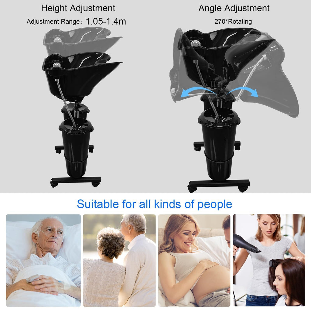 Portable Hairdressing Shampoo Basin with Adjustable Backwash Sink for Salon or Home Use