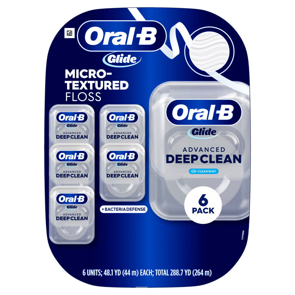 Dental Floss 6 Pack - Oral-B Glide Bacteria Defense Advanced Floss for Daily Oral Hygiene