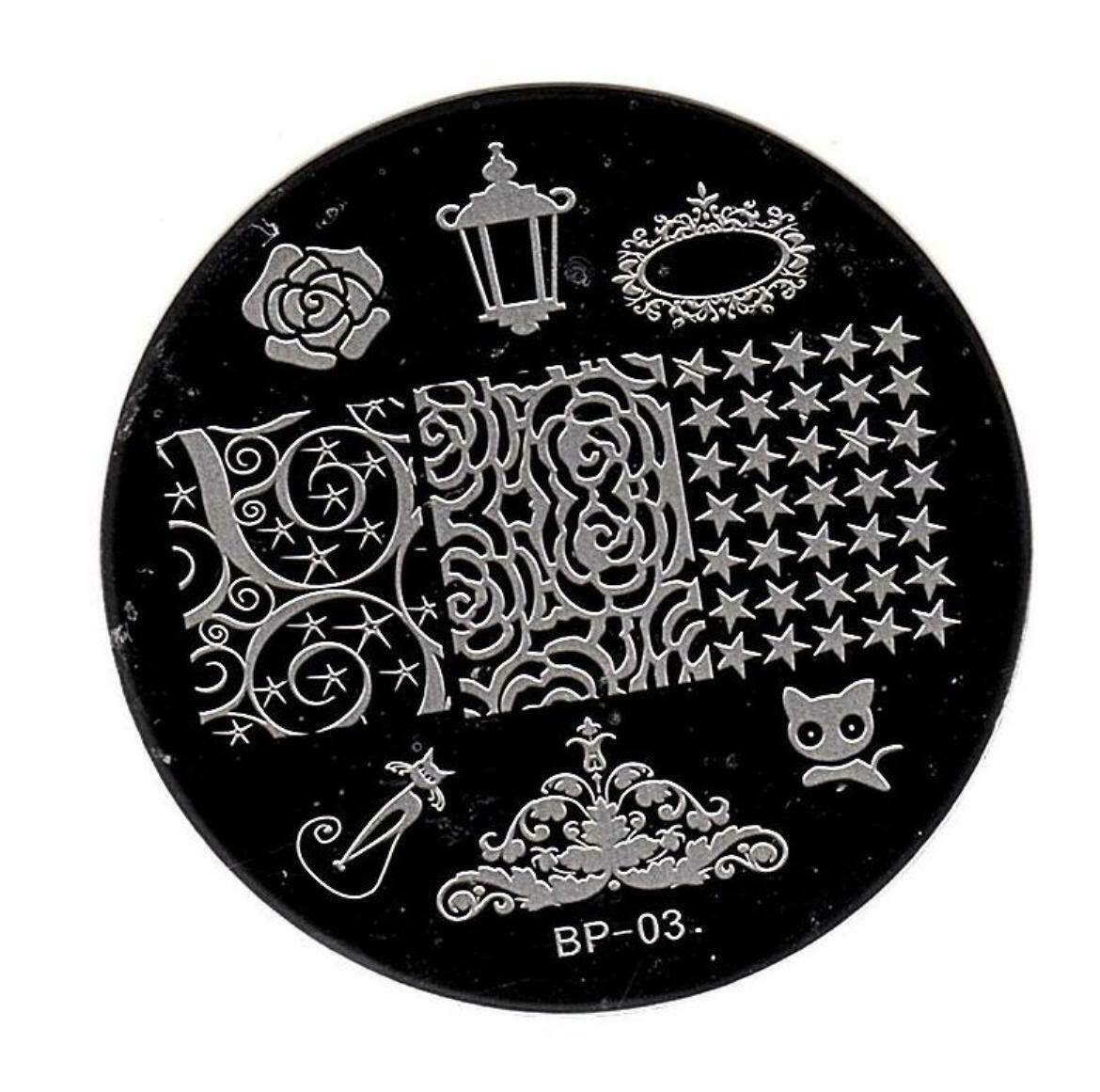 Nail Art Stamping Plate Black Cat Rose Theme for Manicure BP 03