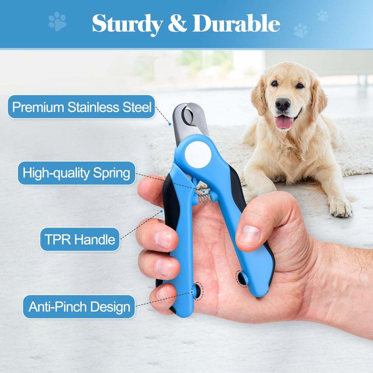 Heavy Duty Dog Nail Clippers & Trimmers with Safety Guard - Pet Grooming Tool