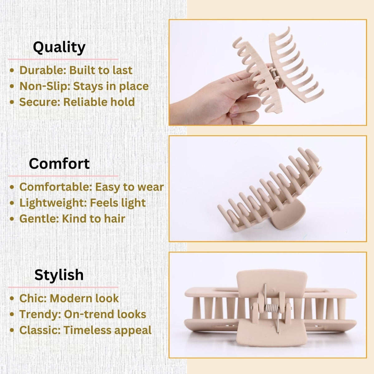 Large Non-Slip Hair Clips for Women - 4.3 Inch Thick Hair Claw Set