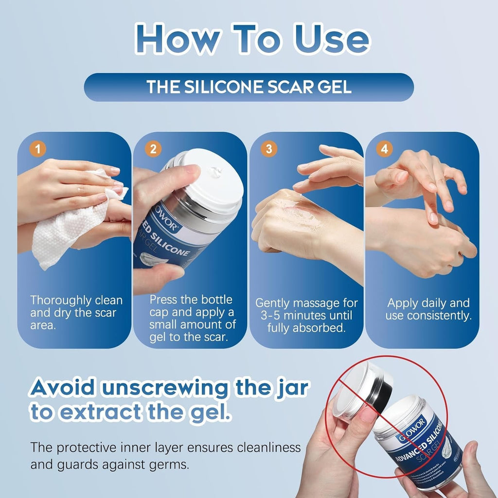 Scar Removal Gel for Surgical & Acne Scars - Silicone, Hydrating Formula