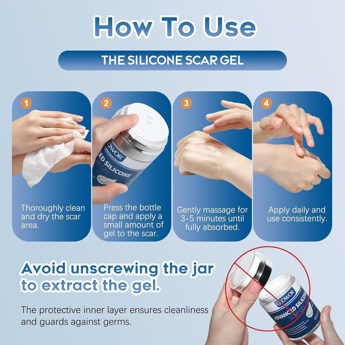 Scar Removal Gel for Surgical & Acne Scars - Silicone, Hydrating Formula