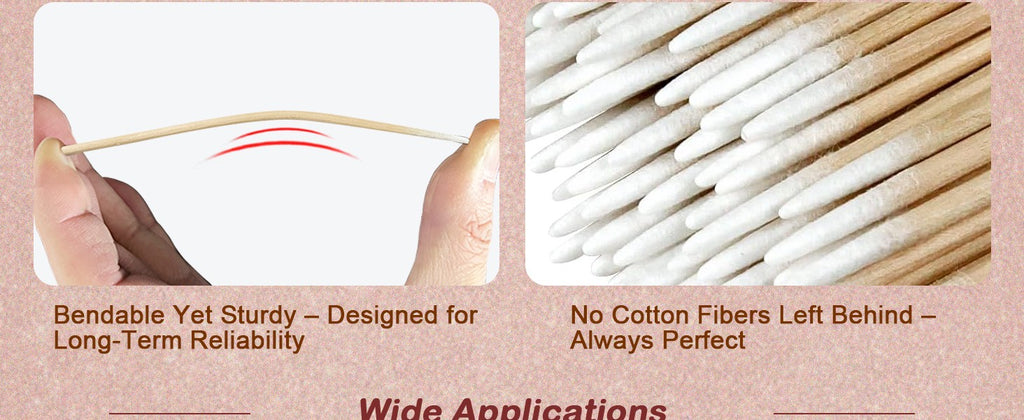 200PCS Pointed Cotton Swabs with Wooden Handles for Nail Art and Beauty