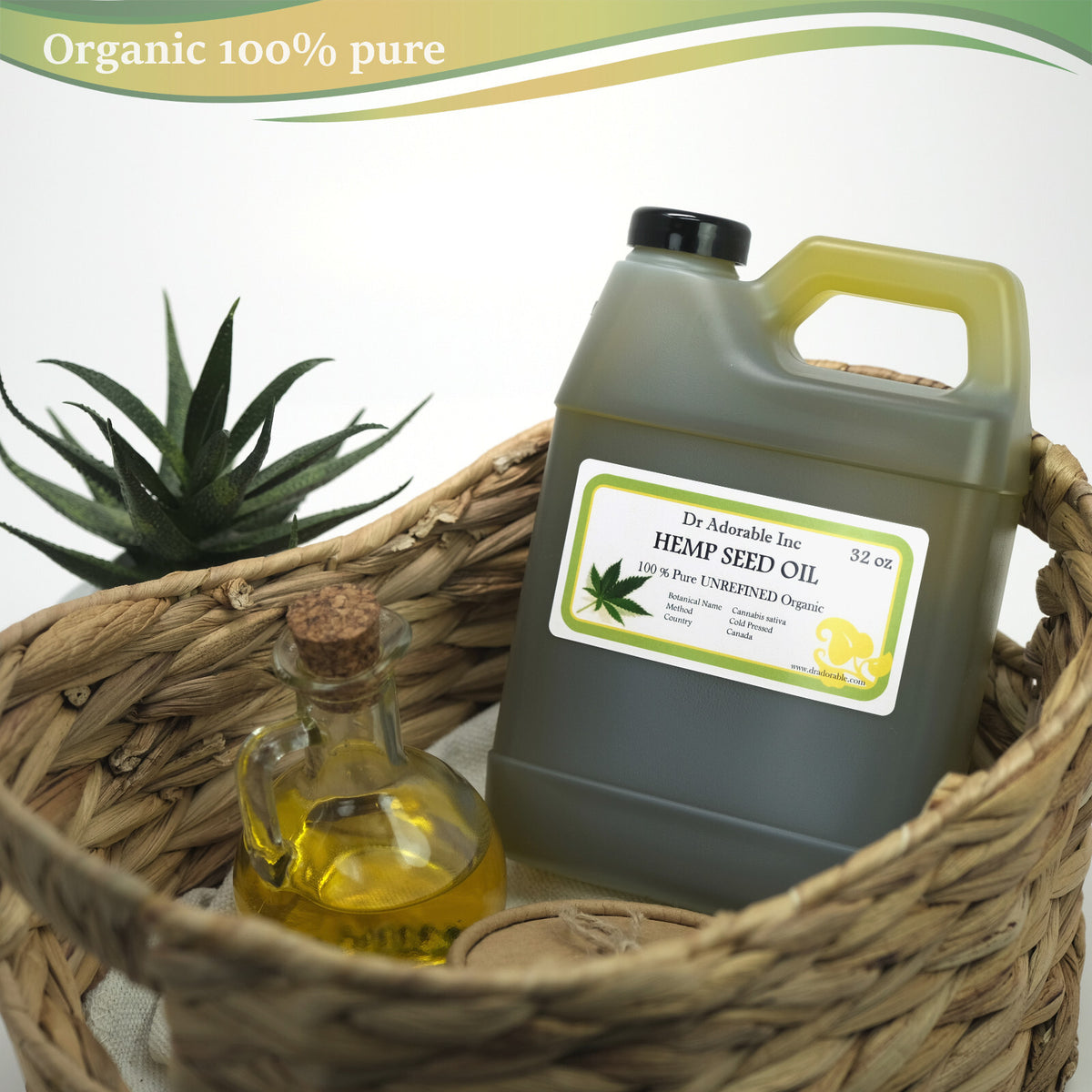 Pure Organic Hemp Seed Oil - Cold Pressed, 32 Oz Food & Skin Use