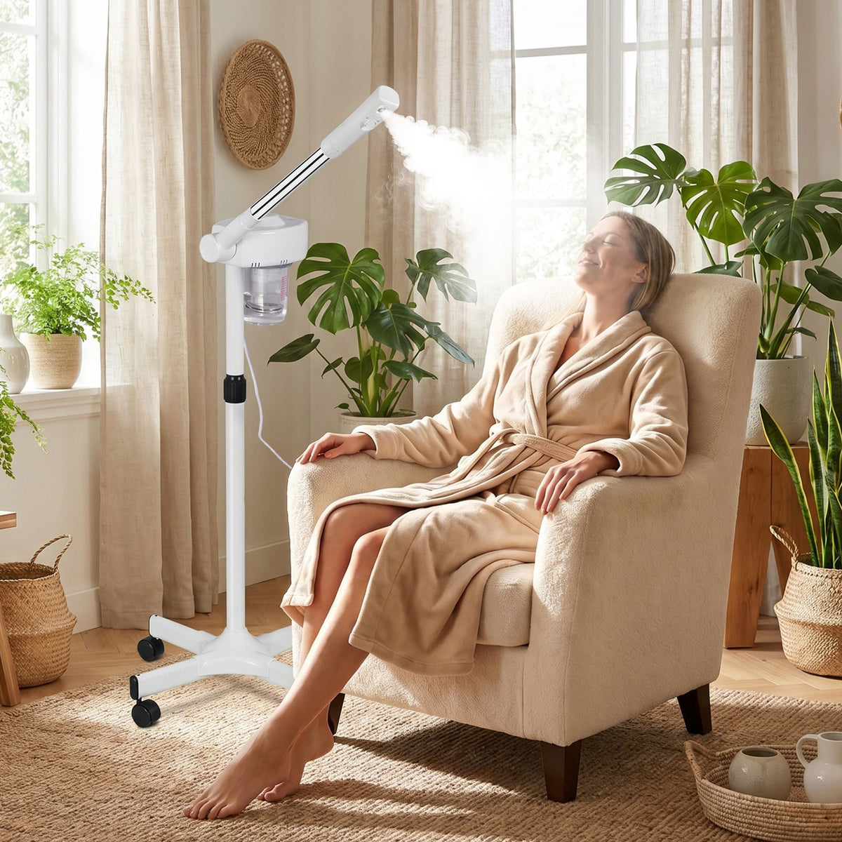 Facial Steamer with 360° Rotatable Nozzle for Skin Hydration and Pore Cleansing