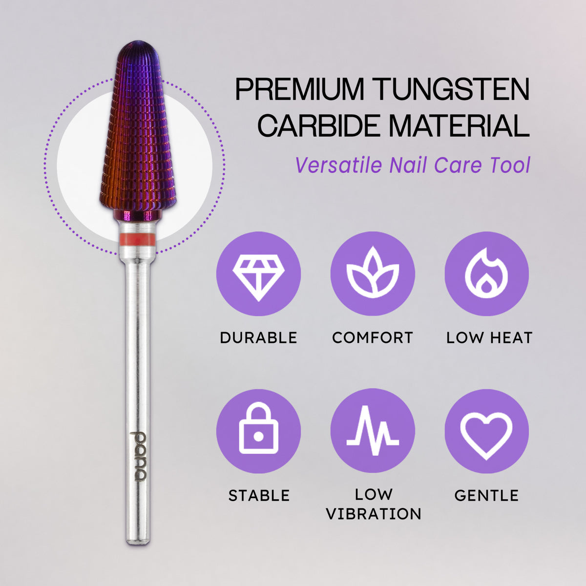 Nail Drill Bit Tornado Shaped Carbide 3/32 Inch Purple Fine to Extra Coarse