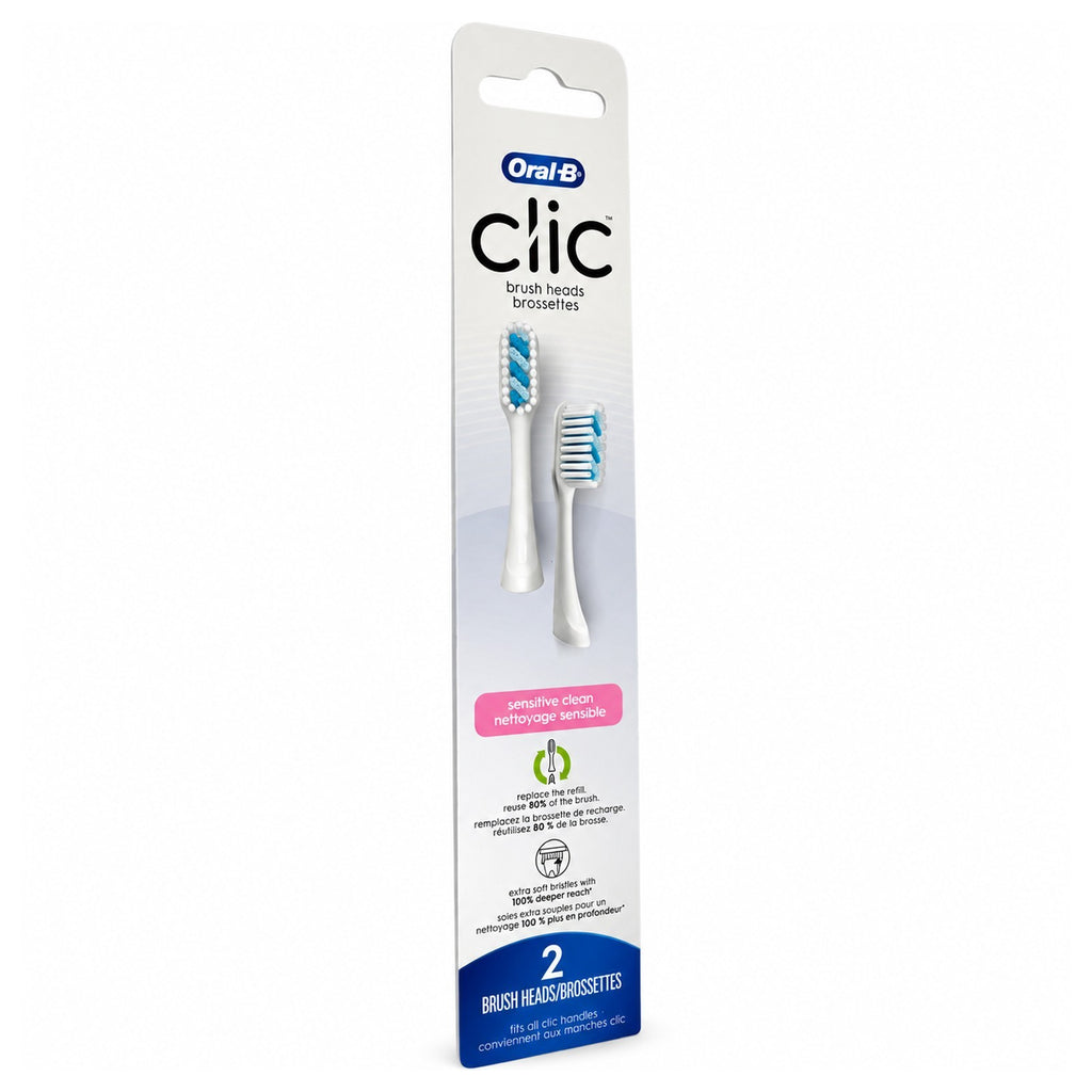 Oral-B Clic Sensitive Clean Replacement Toothbrush Heads - Extra Soft, 2 Pack