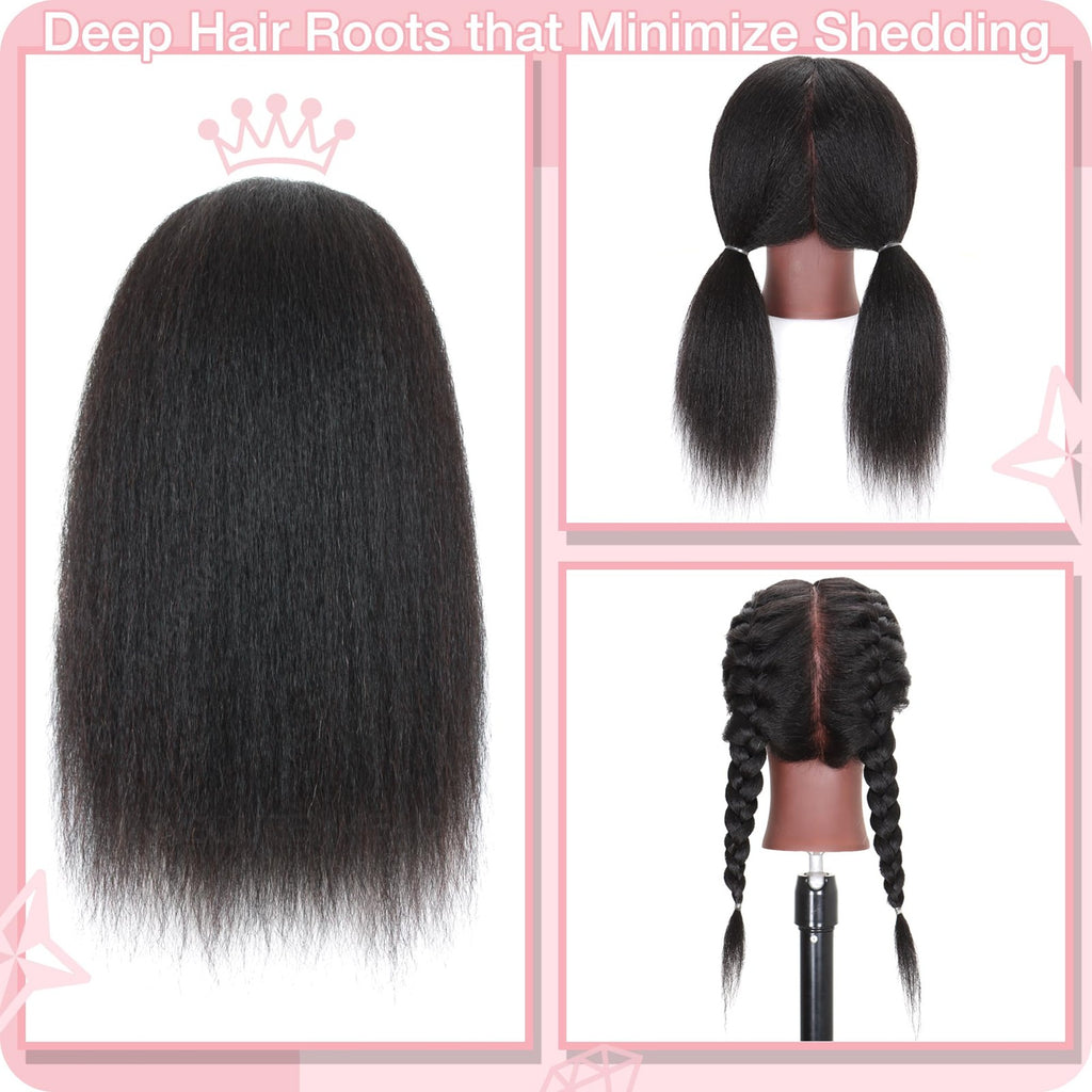 16 Inch Human Hair Mannequin Head for Cosmetology & Hair Styling Training