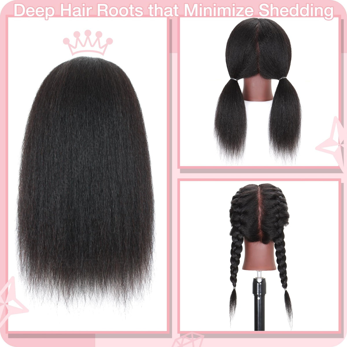 16 Inch Human Hair Mannequin Head for Cosmetology & Hair Styling Training