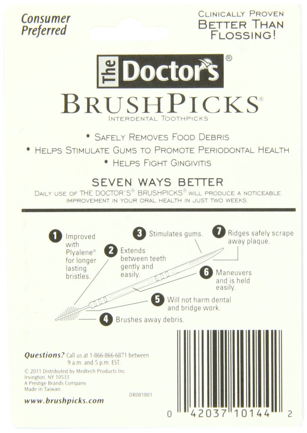 Dental BrushPicks Pack of 3 - 825 Oral Care Picks for Gum & Teeth Cleaning