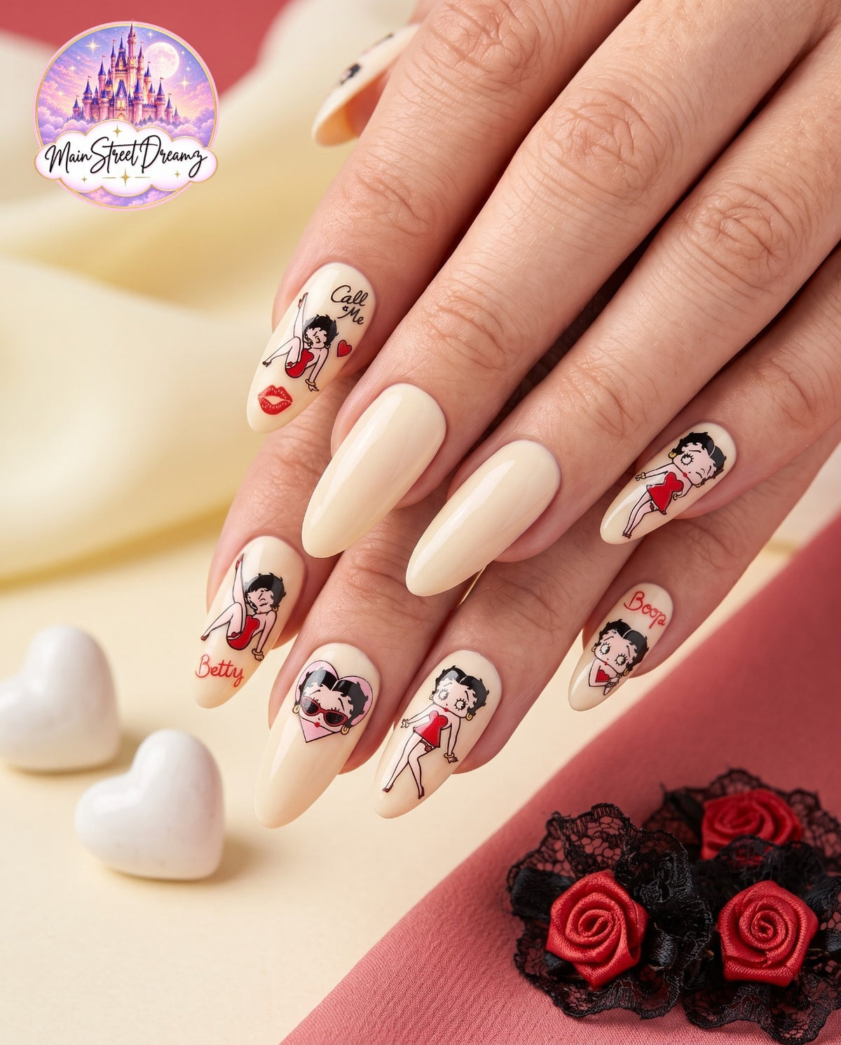 Set of 3D Nail Stickers Betty Boop Character Nail Art Decals