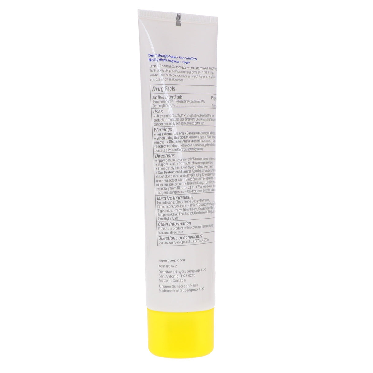 Unseen Sunscreen Body SPF 40 - Invisible, Weightless Sun Protection 3.4 oz