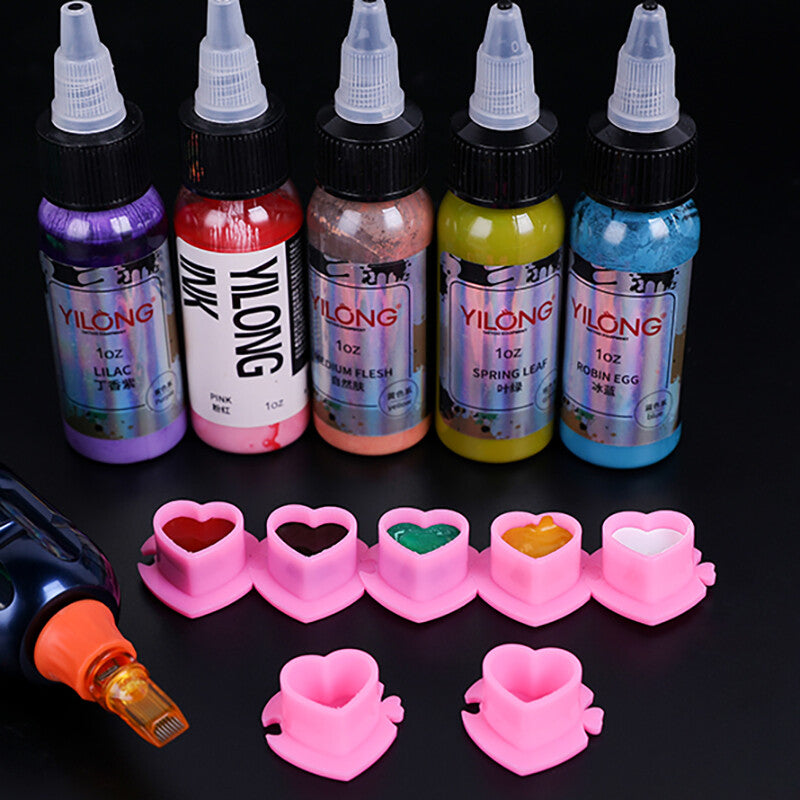 Tattoo Ink Cups, Skull Shape with Base - 200+ Pcs, Plastic Disposable Caps