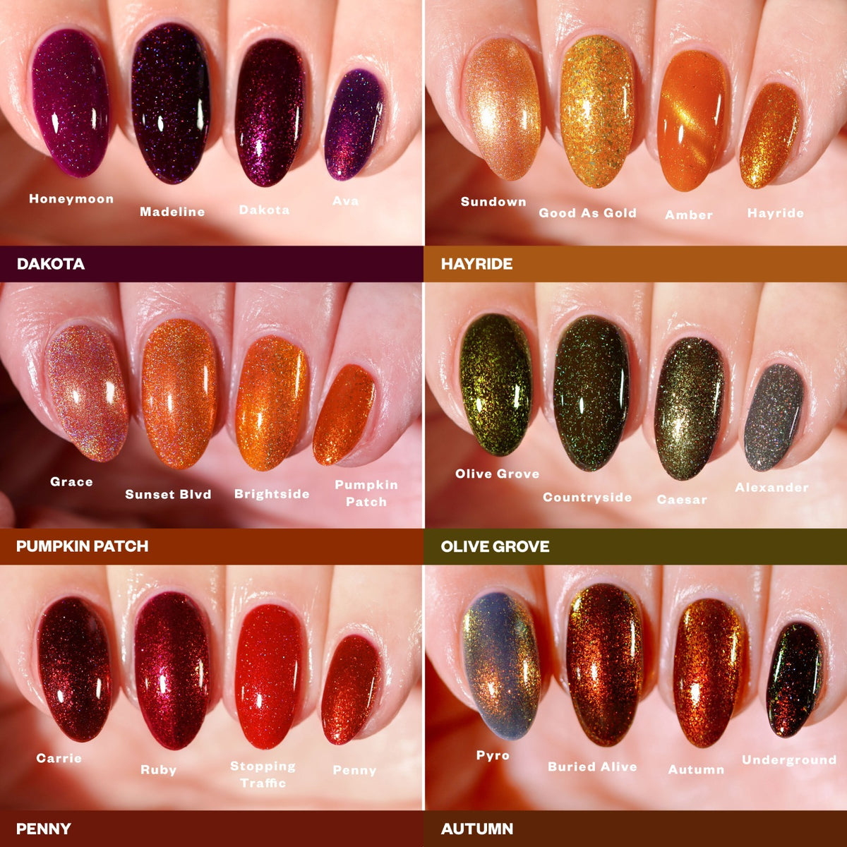 Fall Nail Polish Set - 6 Rich Warm Colors for Autumn Manicure