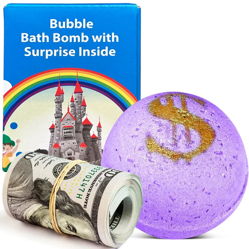 Cash Money Bath Bomb with Surprise Cash - Handmade in USA, Lavender Aroma