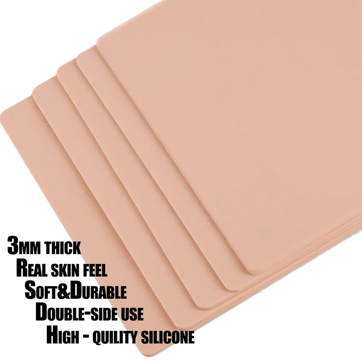 Tattoo Practice Skin 10-Piece 3mm Thick Silicone 8x6in Blank Sheets