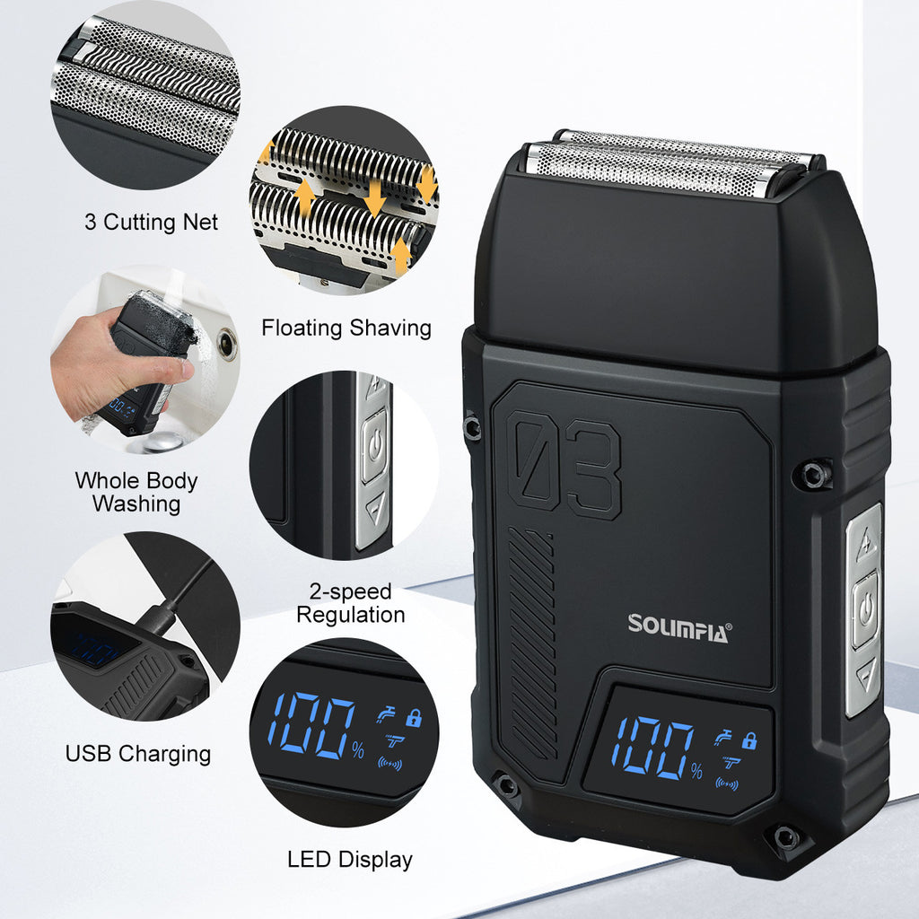 Cordless Men's Beard Trimmer with LED Display - Electric Shaver Kit