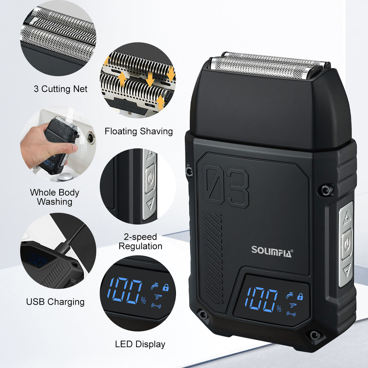 Cordless Men's Beard Trimmer with LED Display - Electric Shaver Kit
