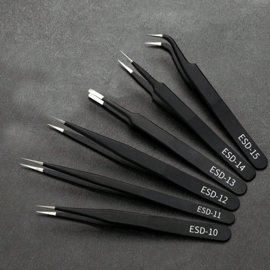 6-Piece Stainless Steel Precision Tweezers Set - Straight & Curved Tips for Craft and Beauty