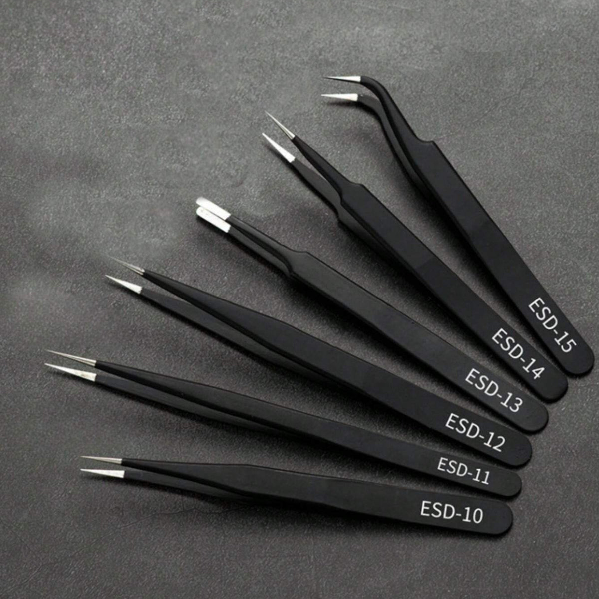 6-Piece Stainless Steel Precision Tweezers Set - Straight & Curved Tips for Craft and Beauty