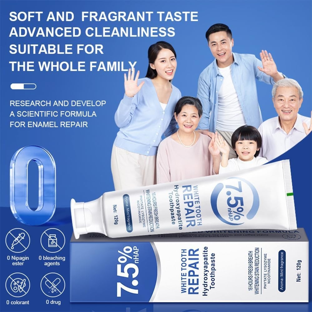 Nano Hydroxyapatite Toothpaste for Whitening & Enamel Repair - 4oz, Fluoride-Free