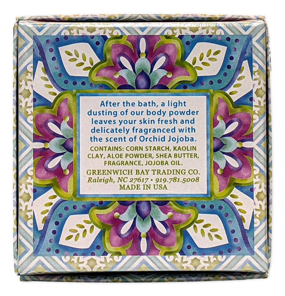 Greenwich Bay Orchid Jojoba Body Powder - After-Bath Dusting Powder, 4 oz