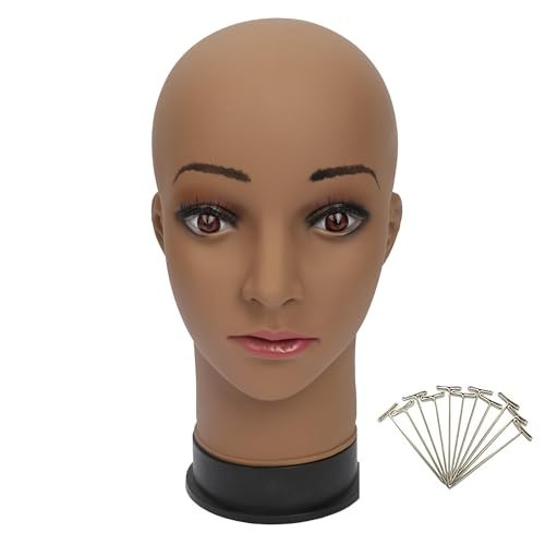 22 Inch Brown PVC Mannequin Head for Wig, Hat, Sunglasses Display