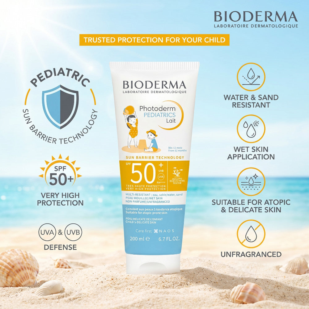 Bioderma Photoderm Pediatrics SPF50+ Sun Lotion 200ml - Family Friendly & Fragrance-Free