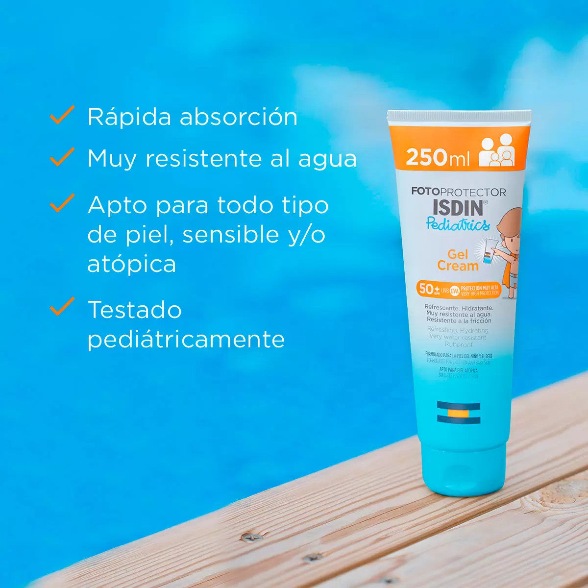 Child Sunscreen SPF50 Gel Cream with Vitamin E 250ml - Water-Resistant, Easy Absorption