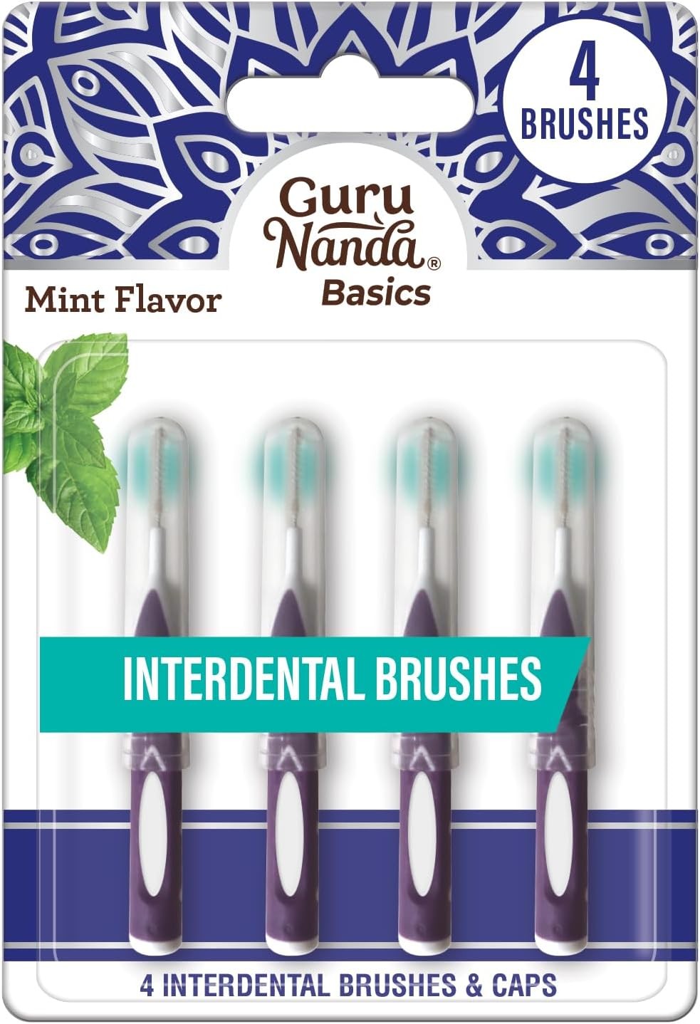 Interdental Brushes with Caps - Reusable for Braces & Bridges, 4 Pack