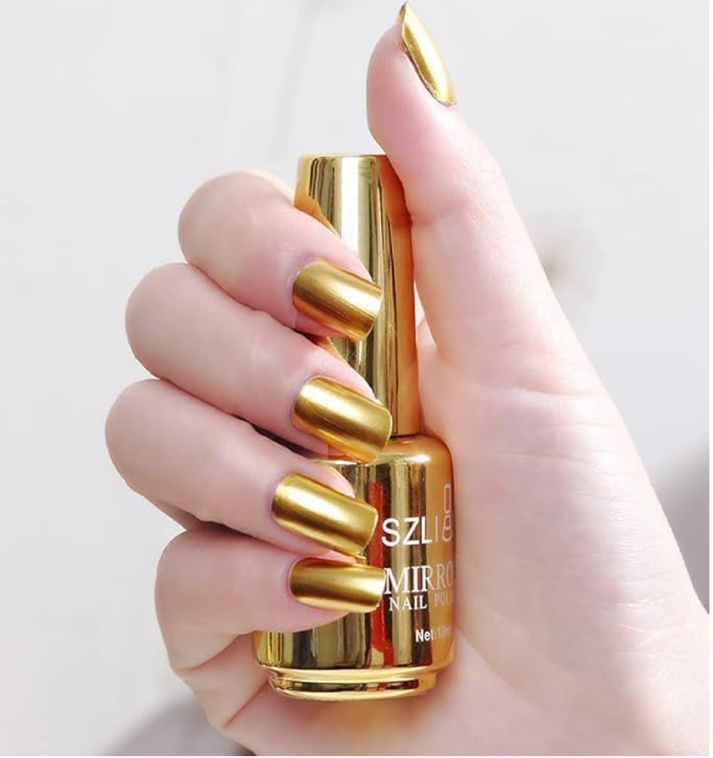 Gold Metallic Nail Polish - Long-Lasting Nail Art Varnish for DIY & Salon