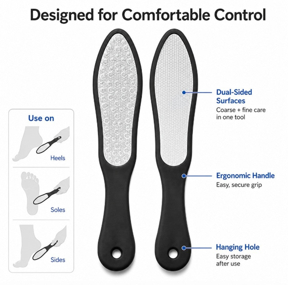 Dual Grit Foot Rasp File Callus Remover Heel Hard Skin Tool - Coarse & Fine