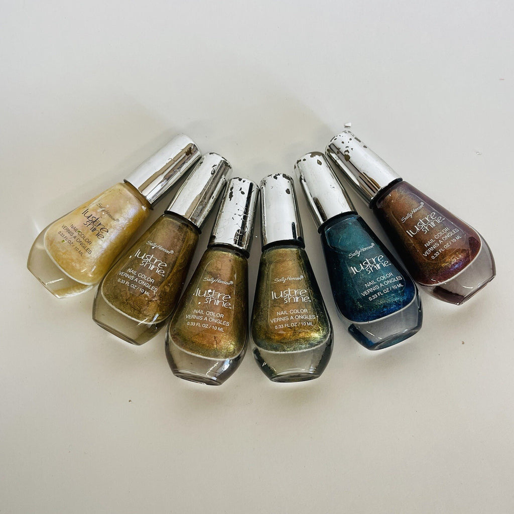 Set of 6 Shiny Nail Polishes - Assorted Colors, Lustre Finish