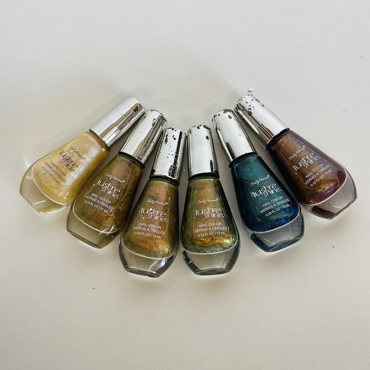 Set of 6 Shiny Nail Polishes - Assorted Colors, Lustre Finish