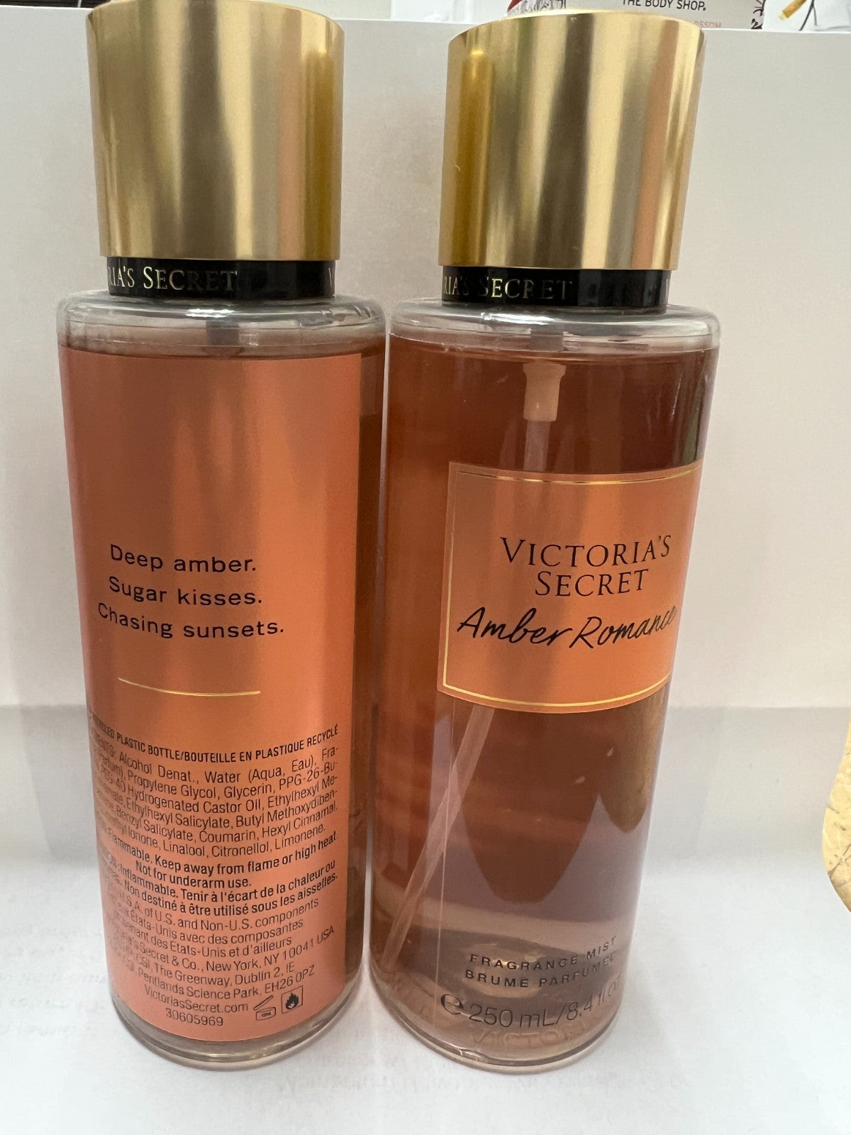 Set of 2 Amber Romance Body Mist - 250ml Perfumed Spray for Women