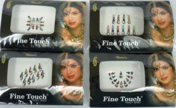 12-Pack Bollywood Bindi Stick-On Tattoos Assorted Colors & Designs