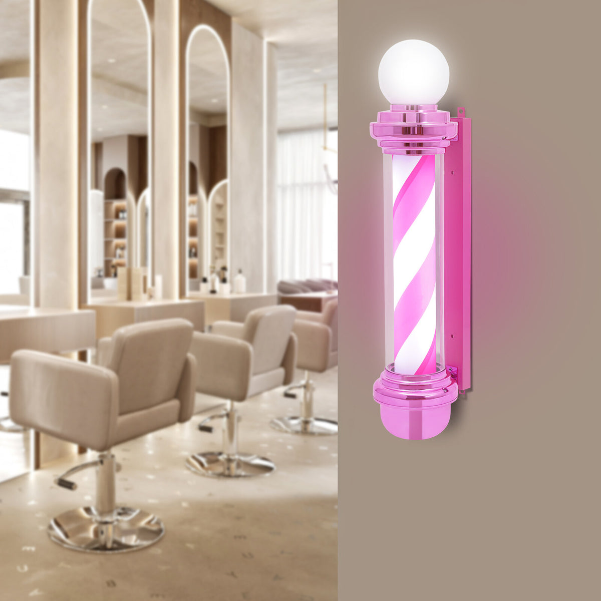 Barber Pole Light with LED Rotation for Barbershop Decoration