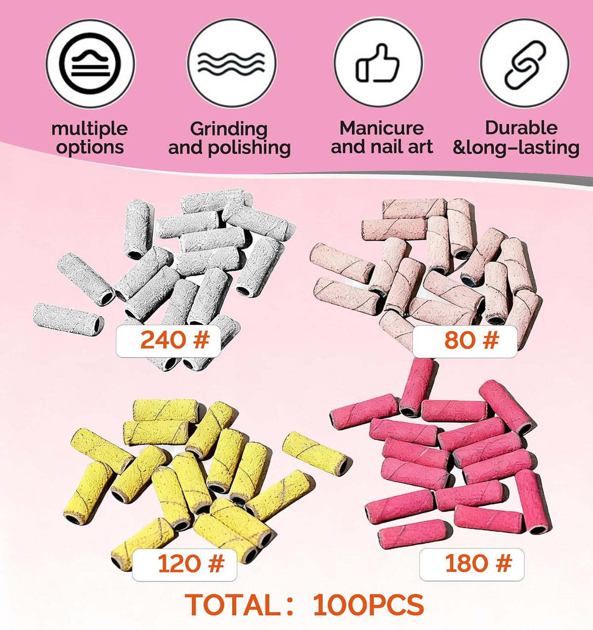 Mini Nail Sanding Bands Set - 100pcs Grit Coarse Fine Nail Drill Accessories